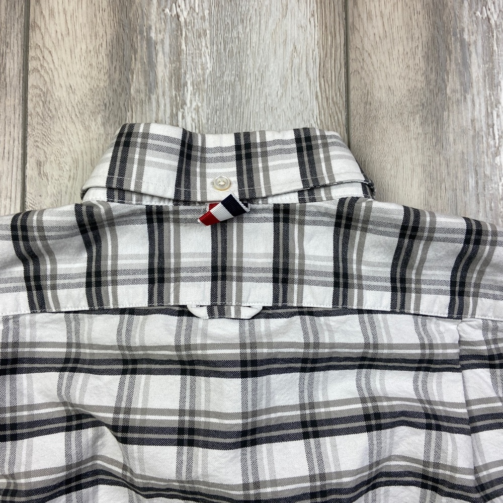 Thom Browne Shirt Mens Size XS Gray White Check Button Up Long Sleeve Men - Picture 11 of 11
